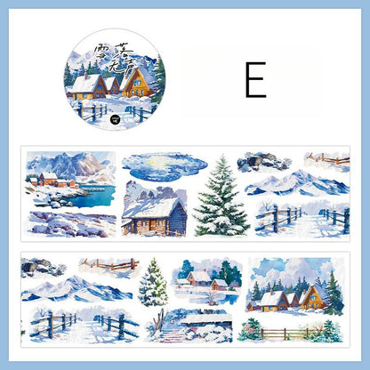 Snow Winter Landscape Decorative Tape | Cozy Winter Tape | Mountain Sea Tape | Junk Journal Collage Scrapbooking Supplies Gift Wrapping