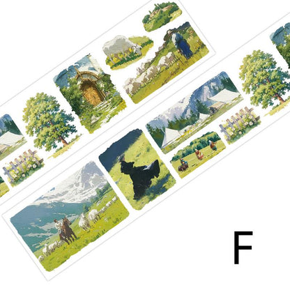 Ins Beautiful Scenery Tape | Wilderness Grassland Travel Washi tape | Washi Tape Roll | Travel Themes Tape | Gift Wrapping | Gift for Girls