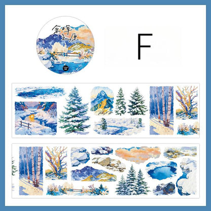 Snow Winter Landscape Decorative Tape | Cozy Winter Tape | Mountain Sea Tape | Junk Journal Collage Scrapbooking Supplies Gift Wrapping