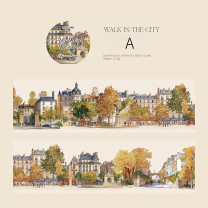 Autumn Streetscape PET Tape | Autumn Scenery Coffee Girls PET Tape | Junk Journal Collage Planner Stickers Supplies | Decorative Tapes