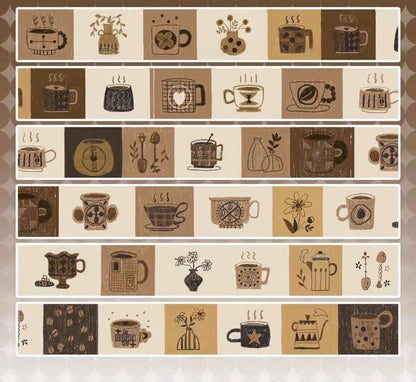 Coffee Lover Washi Decorative Tape | Coffee Tea Flower | Planner Journal Deco Stickers  | Kids Craft Scrapbooking Supplies | Gift for Her