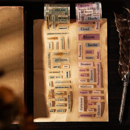 Retro Words Phrases Tape | Die Cut Tapes | Small Talk Decorative Tape Stickers | Retro Journal Tape | Planner Scrapbooking Collage Supplies