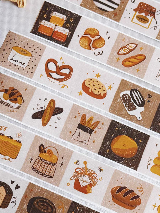 Cute Bread Lover Washi Decorative Tape | Bread Toast Food | Planner Journal Deco Stickers  | Kids Craft Scrapbooking Supplies | Gift for Her