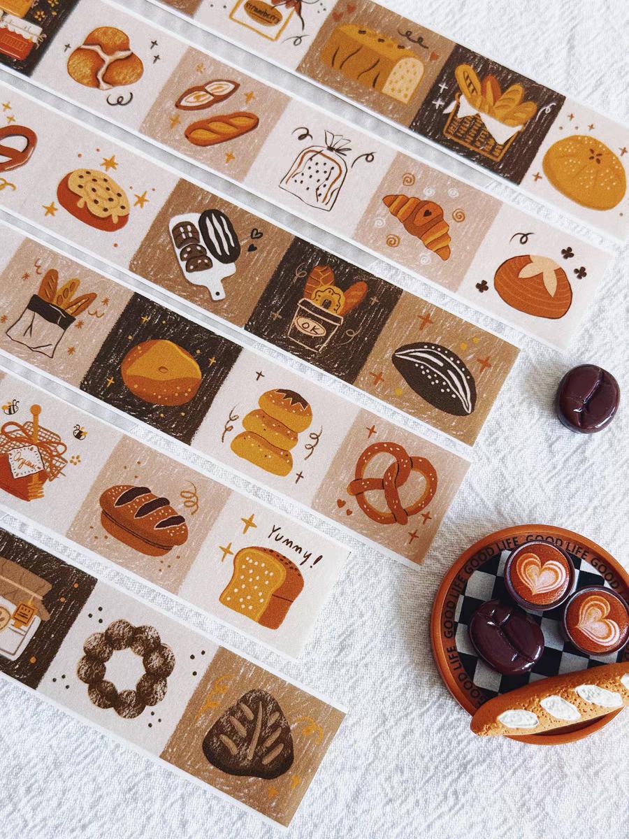 Cute Bread Lover Washi Decorative Tape | Bread Toast Food | Planner Journal Deco Stickers  | Kids Craft Scrapbooking Supplies | Gift for Her