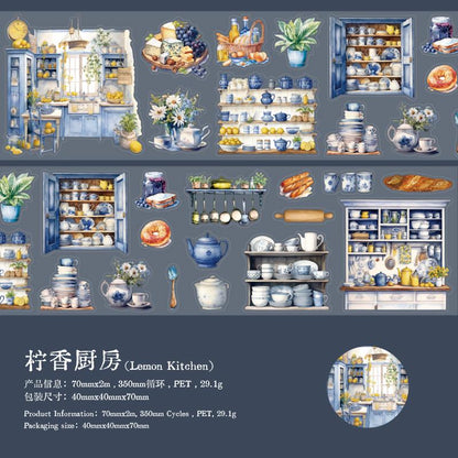Cozy Home Life Aesthetics Tape | Kitchen Bookstore Reading Book Autumn PET Tape | Masking Tape | Junk Journal Collage Supplies