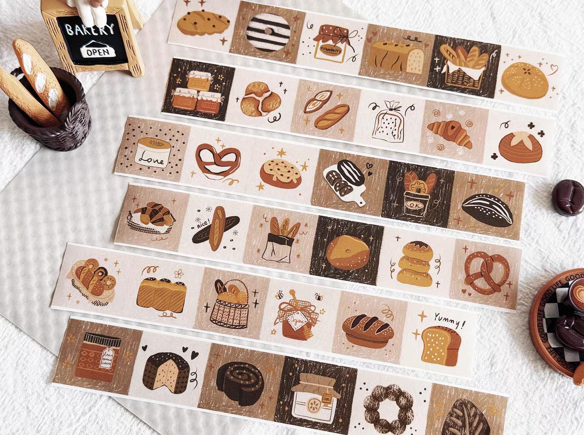 Cute Bread Lover Washi Decorative Tape | Bread Toast Food | Planner Journal Deco Stickers  | Kids Craft Scrapbooking Supplies | Gift for Her