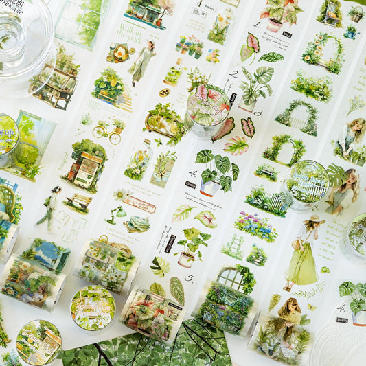 Plants Girls Life AestheticsTape | Green Plants PET tape | Masking Tape | PET Tape Roll | Nature Themes Tape | Gift Wrapping |Gift for Girls