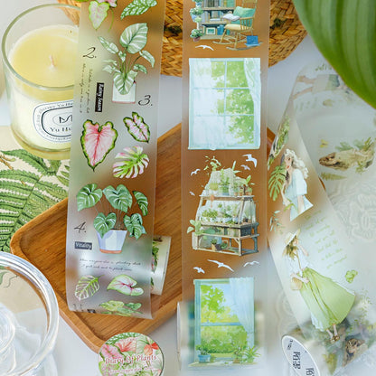 Plants Girls Life AestheticsTape | Green Plants PET tape | Masking Tape | PET Tape Roll | Nature Themes Tape | Gift Wrapping |Gift for Girls