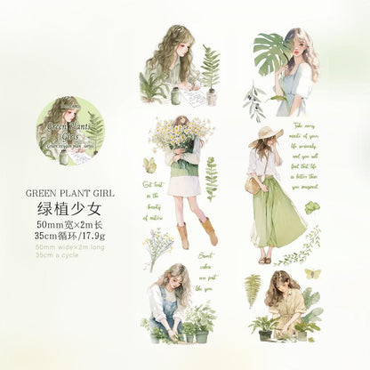 Plants Girls Life AestheticsTape | Green Plants PET tape | Masking Tape | PET Tape Roll | Nature Themes Tape | Gift Wrapping |Gift for Girls