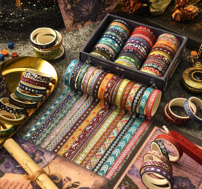 36 Rolls Premium Gold Foil Slim Washi Tape Set | Rainbow Color Japanese Washi Tape | Decorative Tapes | Planner Journal Gift Wrapping