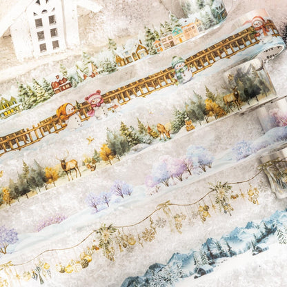 Snow Winter Landscape Decorative Tape | Winter Scenery PET Tape | Christmas Tape | Junk Journal Collage Scrapbooking Supplies Gift Wrapping