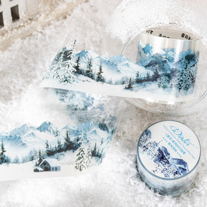 Snow Winter Landscape Decorative Tape | Winter Scenery PET Tape | Christmas Tape | Junk Journal Collage Scrapbooking Supplies Gift Wrapping