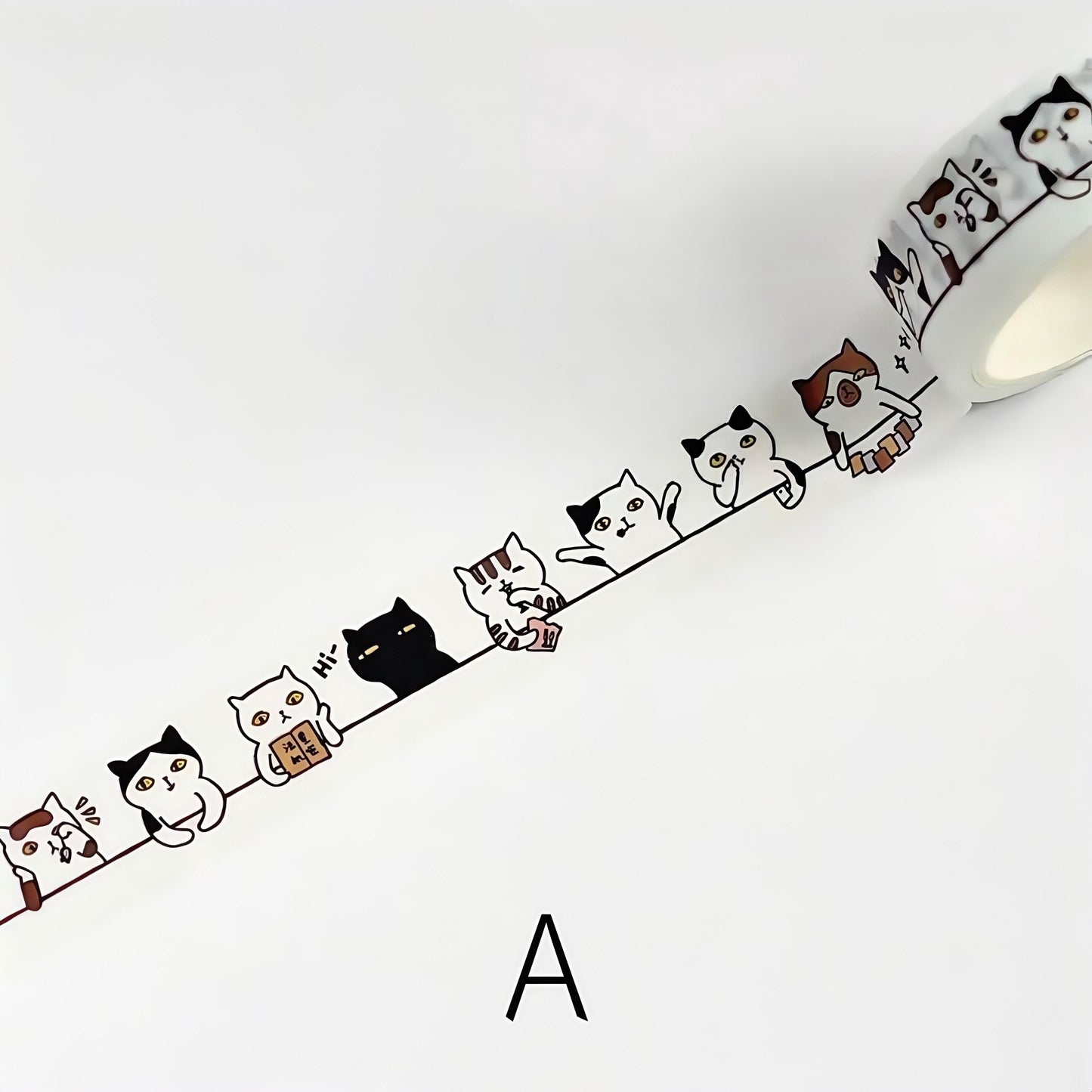Kawaii Black Cat Washi Tape |  Cat Kitten Decorative Tape | Cow Cat Cat Paw | Scrapbooking Kids Craft Supplies | Essential for Planners Bujo