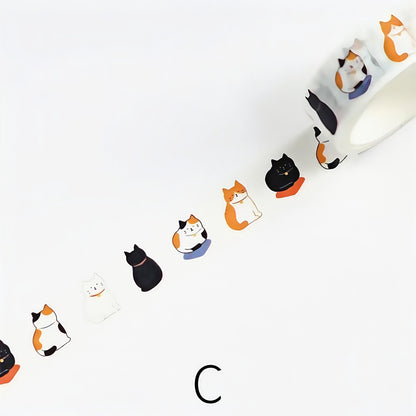 Kawaii Black Cat Washi Tape |  Cat Kitten Decorative Tape | Cow Cat Cat Paw | Scrapbooking Kids Craft Supplies | Essential for Planners Bujo