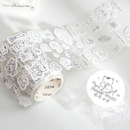 Kawaii Black Cat Read Travel Washi Tape |  Cat Lover Decorative Tape Stickers | Creative DIY Journal Planner School Stationery