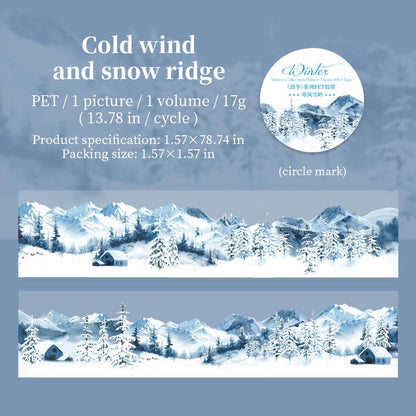 Snow Winter Landscape Decorative Tape | Winter Scenery PET Tape | Christmas Tape | Junk Journal Collage Scrapbooking Supplies Gift Wrapping