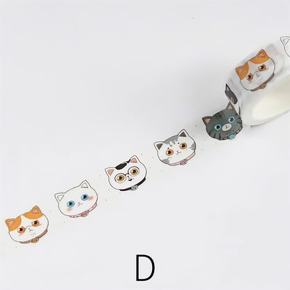 Kawaii Black Cat Washi Tape |  Cat Kitten Decorative Tape | Cow Cat Cat Paw | Scrapbooking Kids Craft Supplies | Essential for Planners Bujo