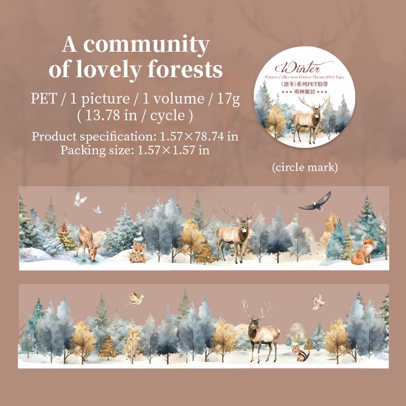 Snow Winter Landscape Decorative Tape | Winter Scenery PET Tape | Christmas Tape | Junk Journal Collage Scrapbooking Supplies Gift Wrapping