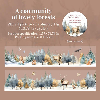 Snow Winter Landscape Decorative Tape | Winter Scenery PET Tape | Christmas Tape | Junk Journal Collage Scrapbooking Supplies Gift Wrapping