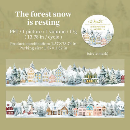 Snow Winter Landscape Decorative Tape | Winter Scenery PET Tape | Christmas Tape | Junk Journal Collage Scrapbooking Supplies Gift Wrapping