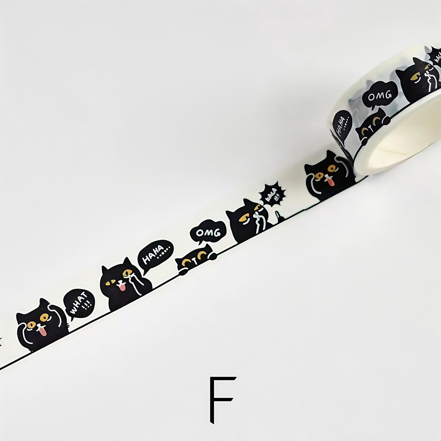 Kawaii Black Cat Washi Tape |  Cat Kitten Decorative Tape | Cow Cat Cat Paw | Scrapbooking Kids Craft Supplies | Essential for Planners Bujo