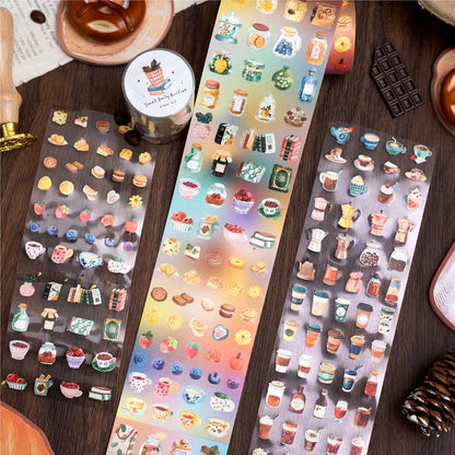 Cute Die Cut Tape | Coffee Building Tea Food Mini Sticker | Coffee Lover Decorative Sticker Tape | Journal Scrapbooking Collage Supplies