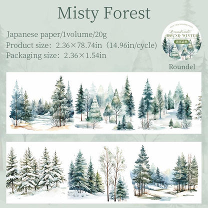 Snow Winter Landscape Decorative Tape | Cozy Winter Tape | Christmas Tape | Junk Journal Collage Scrapbooking Supplies Gift Wrapping