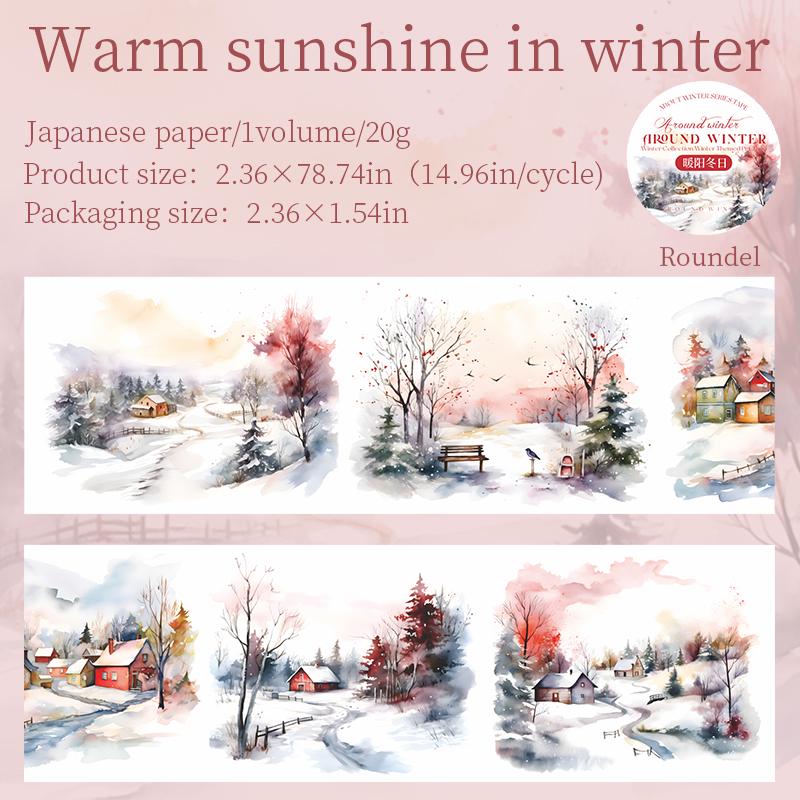 Snow Winter Landscape Decorative Tape | Cozy Winter Tape | Christmas Tape | Junk Journal Collage Scrapbooking Supplies Gift Wrapping