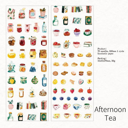 Cute Die Cut Tape | Coffee Building Tea Food Mini Sticker | Coffee Lover Decorative Sticker Tape | Journal Scrapbooking Collage Supplies