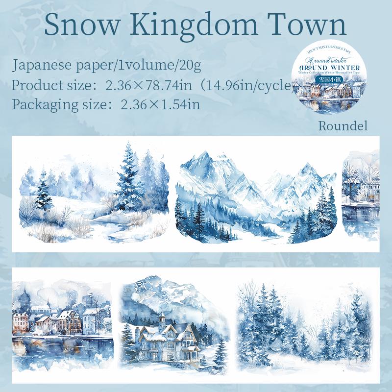 Snow Winter Landscape Decorative Tape | Cozy Winter Tape | Christmas Tape | Junk Journal Collage Scrapbooking Supplies Gift Wrapping