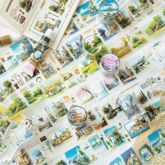 Beautiful Scenery  Tape | Travel Sketches PET tape | Masking Tape | PET Tape Roll | Travel Themes Tape | Gift Wrapping | Gift for Girls
