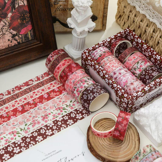 14 Rolls Mini Floral Pattern Washi Tape | Autumn Spring Flower Japanese Masking Tape | Decorative Tapes | Planner Accessories Bullet Journal