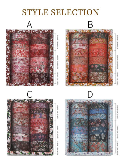 14 Rolls Mini Floral Pattern Washi Tape | Autumn Spring Flower Japanese Masking Tape | Decorative Tapes | Planner Accessories Bullet Journal