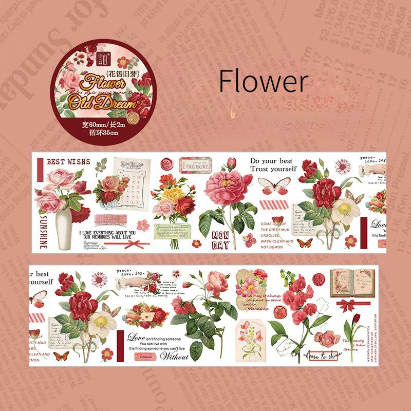 Retro Wonderland of Flowers Butterfly Washi Tape | Plant Mushroom Tape | Decorative Tapes | Planner Bullet Journal Craft Collage Supplies