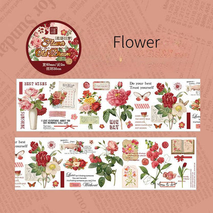 Retro Wonderland of Flowers Butterfly Washi Tape | Plant Mushroom Tape | Decorative Tapes | Planner Bullet Journal Craft Collage Supplies