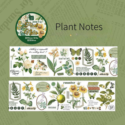 Retro Wonderland of Flowers Butterfly Washi Tape | Plant Mushroom Tape | Decorative Tapes | Planner Bullet Journal Craft Collage Supplies
