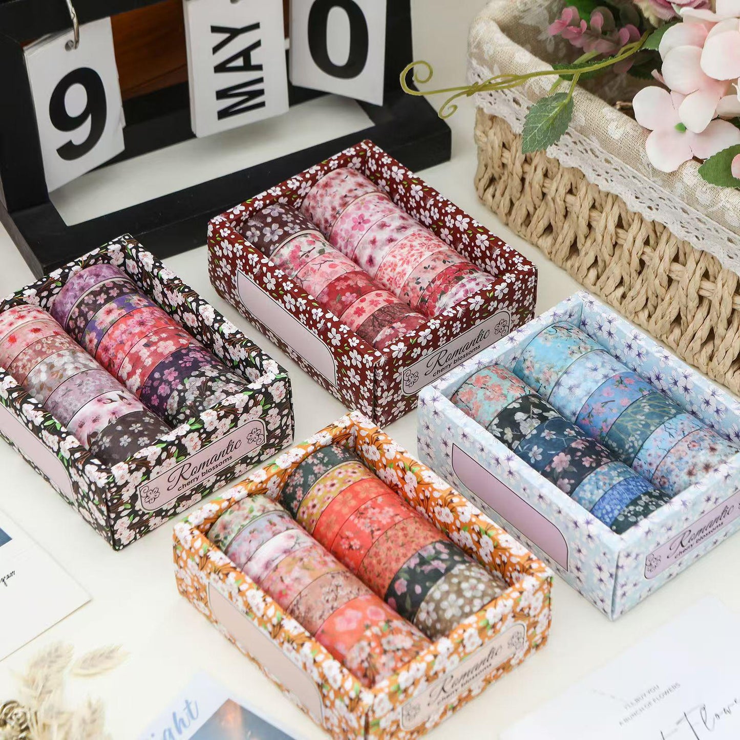 14 Rolls Mini Floral Pattern Washi Tape | Autumn Spring Flower Japanese Masking Tape | Decorative Tapes | Planner Accessories Bullet Journal