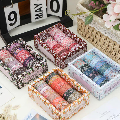 14 Rolls Mini Floral Pattern Washi Tape | Autumn Spring Flower Japanese Masking Tape | Decorative Tapes | Planner Accessories Bullet Journal