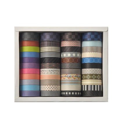 44 Rolls Simple Pattern Washi Tape Set | Solid Colors Masking Tape | Decorative Tapes | Gift Wrapping Planner Bullet Journal Craft Supplies