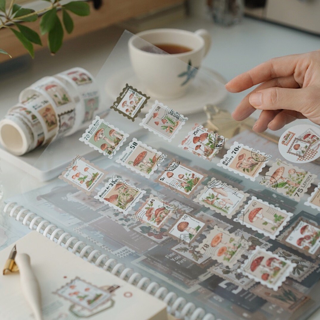 Mushroom Stamp Album Washi Tape | Planner | Bullet Journal | Gift Wrapping
