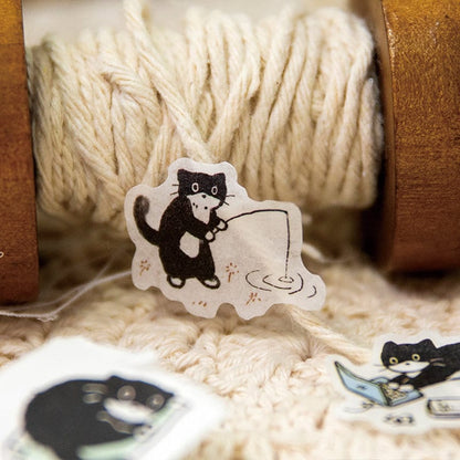 Kawaii Black Cat Daily Life Washi Tape |  Cat Decor Material Decorative Tape | Creative DIY Journal Planner School Stationery