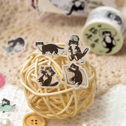 Kawaii Black Cat Daily Life Washi Tape |  Cat Decor Material Decorative Tape | Creative DIY Journal Planner School Stationery