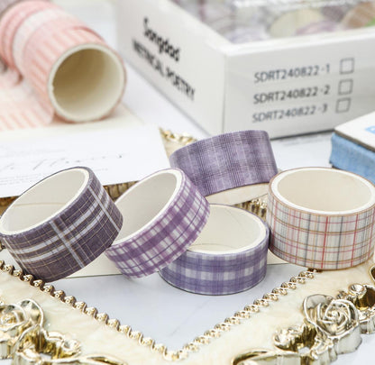 32 Rolls Creamcolor Plaid Washi Tape Set | Basic Japanese Washi Tape | Decorative Tapes | Planner Bullet Journal Collage Supplies