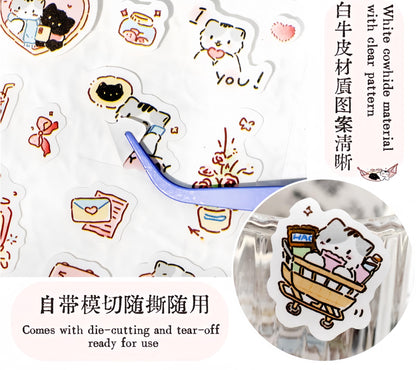 Kawaii Cat Daily Life Washi Tape | Cat Coffee Flower Decor Material Decorative Tape | Creative DIY Journal Planner School Stationery