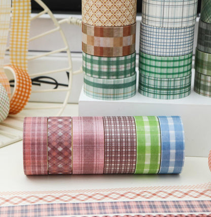 32 Rolls Creamcolor Plaid Washi Tape Set | Basic Japanese Washi Tape | Decorative Tapes | Planner Bullet Journal Collage Supplies