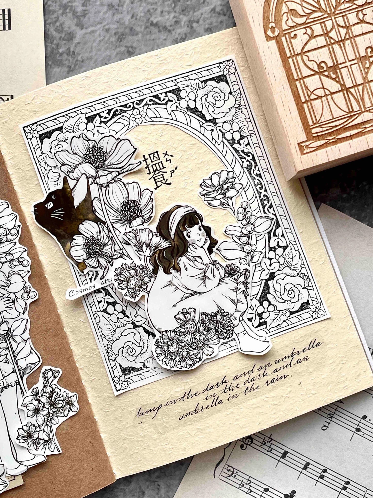 Retro Cute Girl Floral Washi Tape | PET Tape | Junk Journal Kit | Deco Stickers for Planner | Planner Journal Scrapbooking Supplies