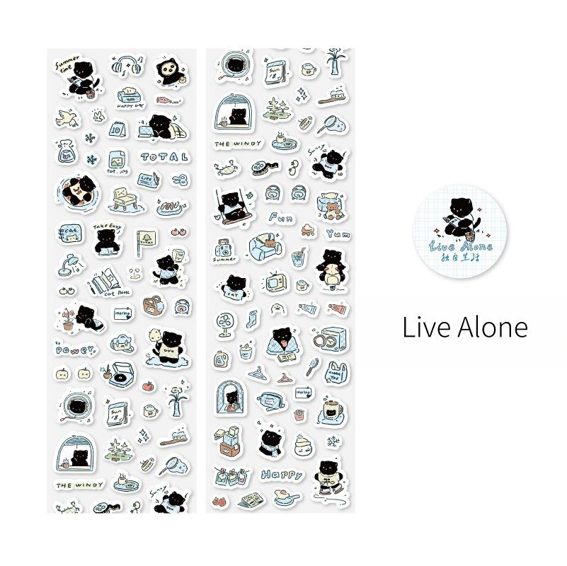 Kawaii Cat Daily Life Washi Tape | Cat Coffee Flower Decor Material Decorative Tape | Creative DIY Journal Planner School Stationery