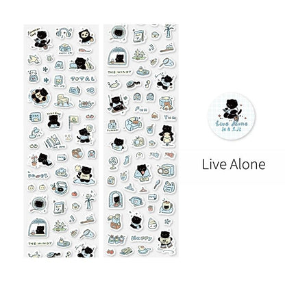Kawaii Cat Daily Life Washi Tape | Cat Coffee Flower Decor Material Decorative Tape | Creative DIY Journal Planner School Stationery