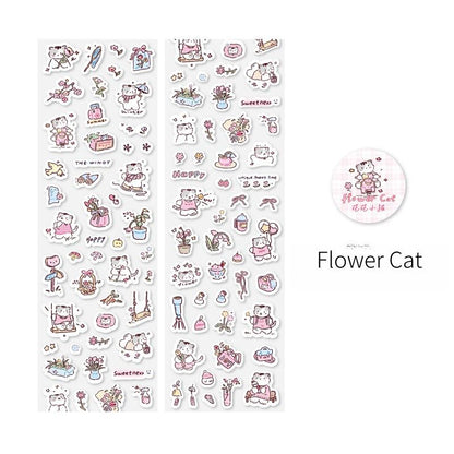 Kawaii Cat Daily Life Washi Tape | Cat Coffee Flower Decor Material Decorative Tape | Creative DIY Journal Planner School Stationery