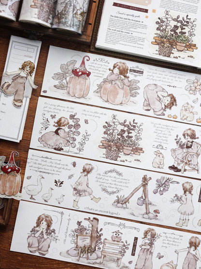 Retro Girl Floral Washi Tape | PET Tape | Junk Journal Kit | Deco Stickers for Planner | Kids Craft | Planner Scrapbooking Supplies